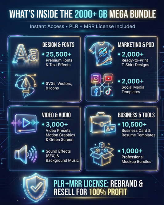 2000+ GB Mega Digital Bundle – PLR + MRR | Resell & Rebrand | Instant Passive Income Kit