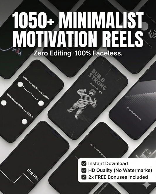 1050+ Minimalist Motivation Reels Bundle | Viral Faceless Content Kit