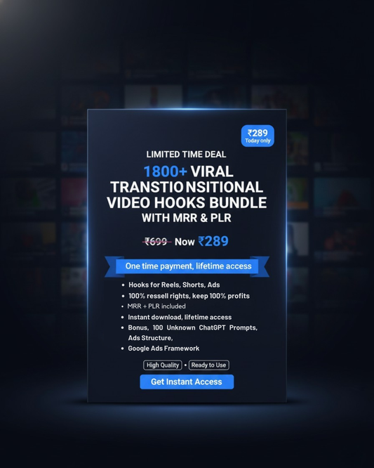 1800+ Viral Transitional Video Hooks with Resell Rights (MRR & PLR)