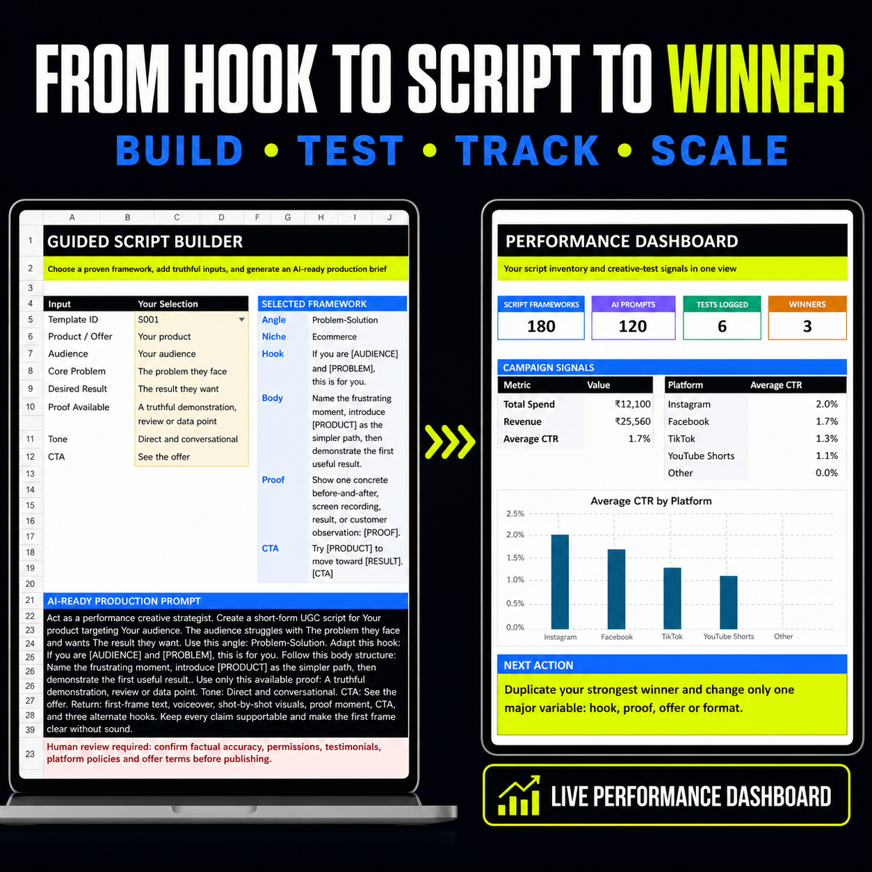 AI UGC Script Lab workflow from hook to script to winning creative